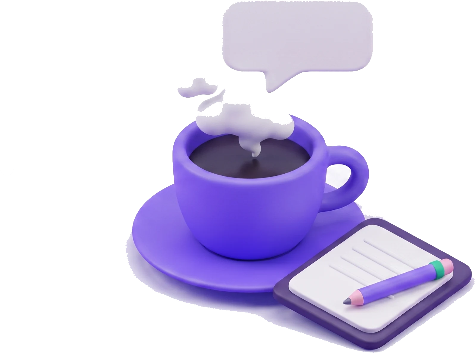 Illustration: Kaffeetasse mit Notizblock